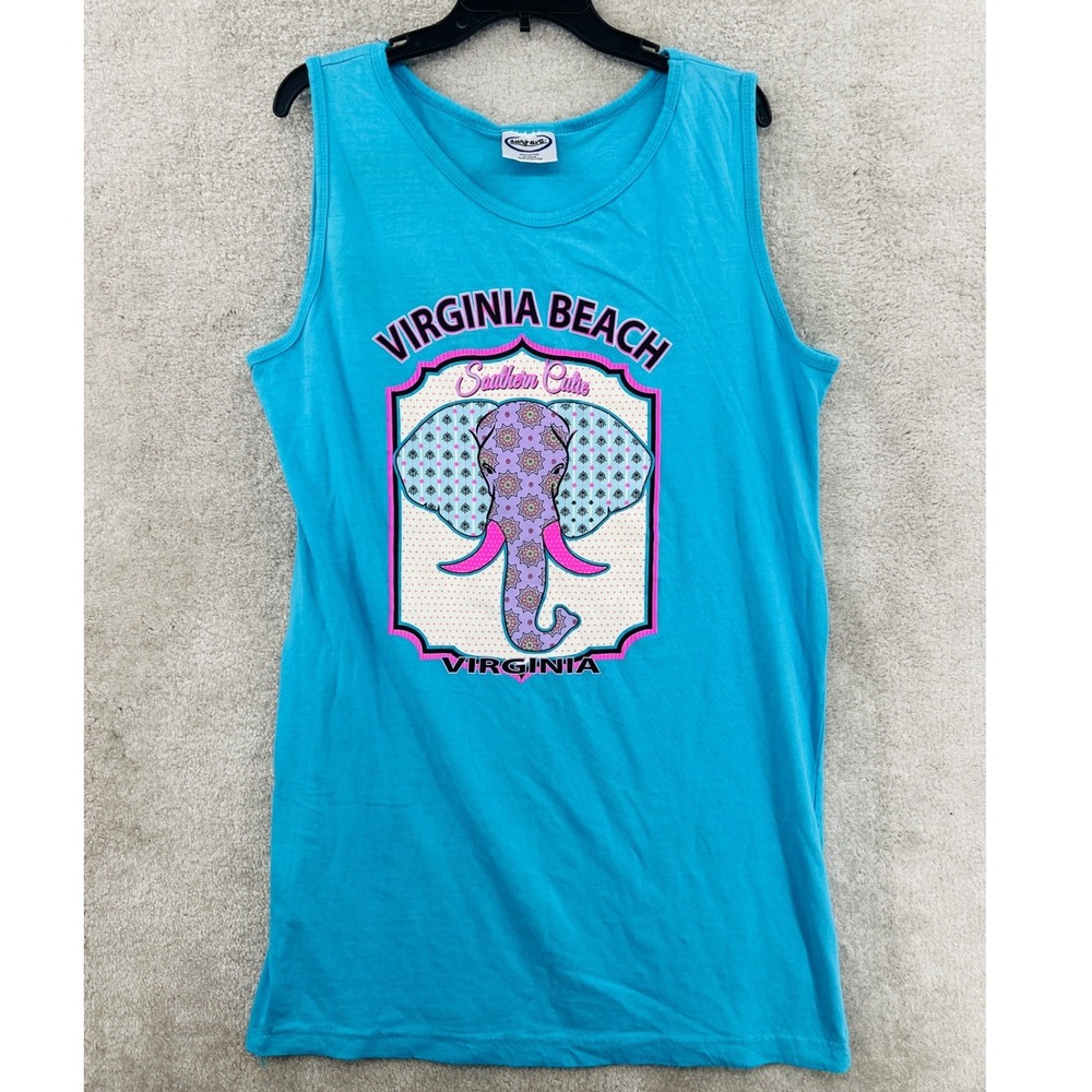 Surf Ave Virginia Beach Southern Cutie Elephant Tank Top Womens OSFM Turquoise